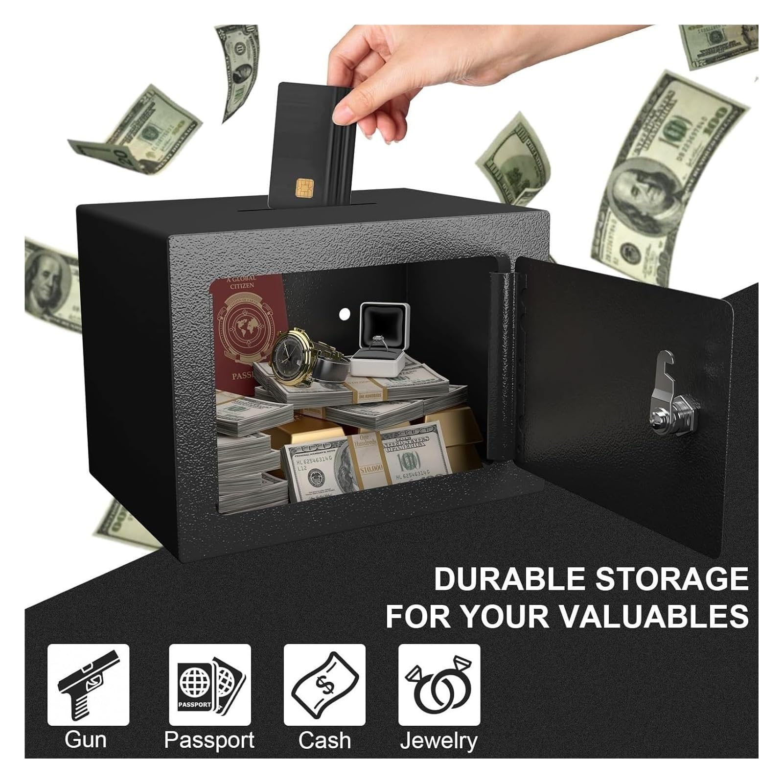 Cassaforte a mobile, Casseforti a gabinetto Cassetta di sicurezza portatile piccole dimensioni