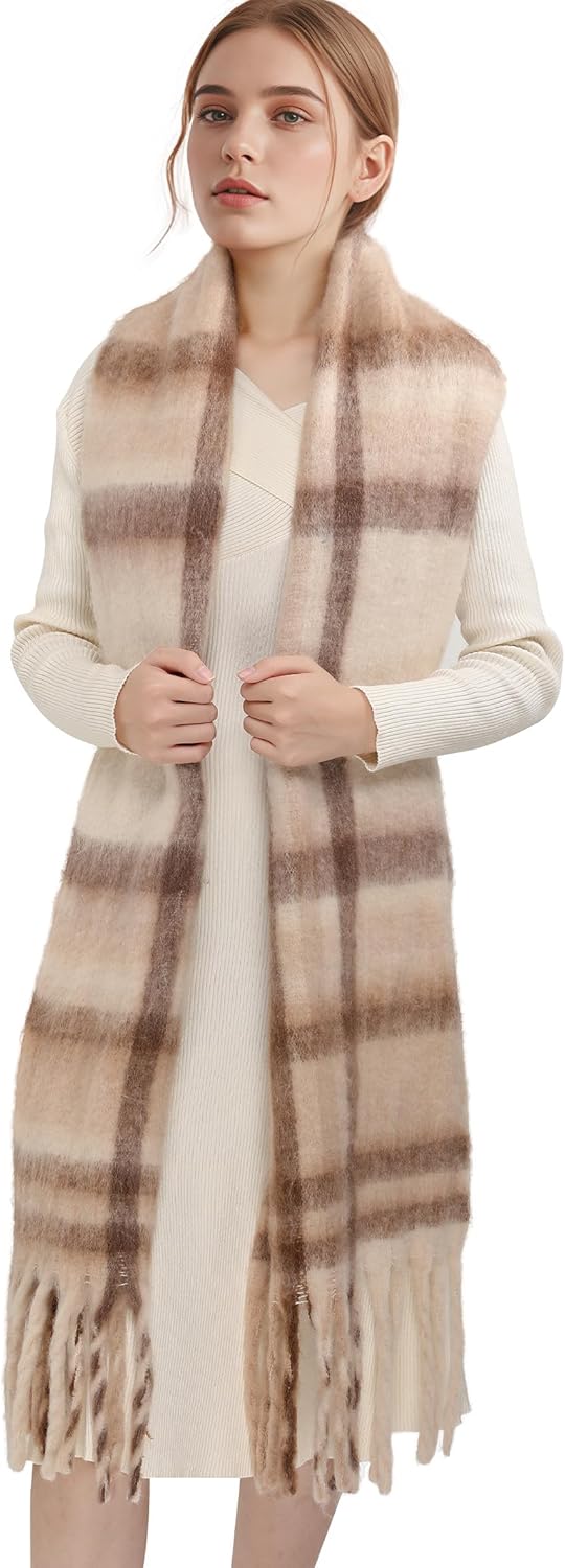 Women's Fall Winter Scarf Scarves for Women Gifts Plaid Blanket Scarf Soft Chunky Large Blanket - Image 5