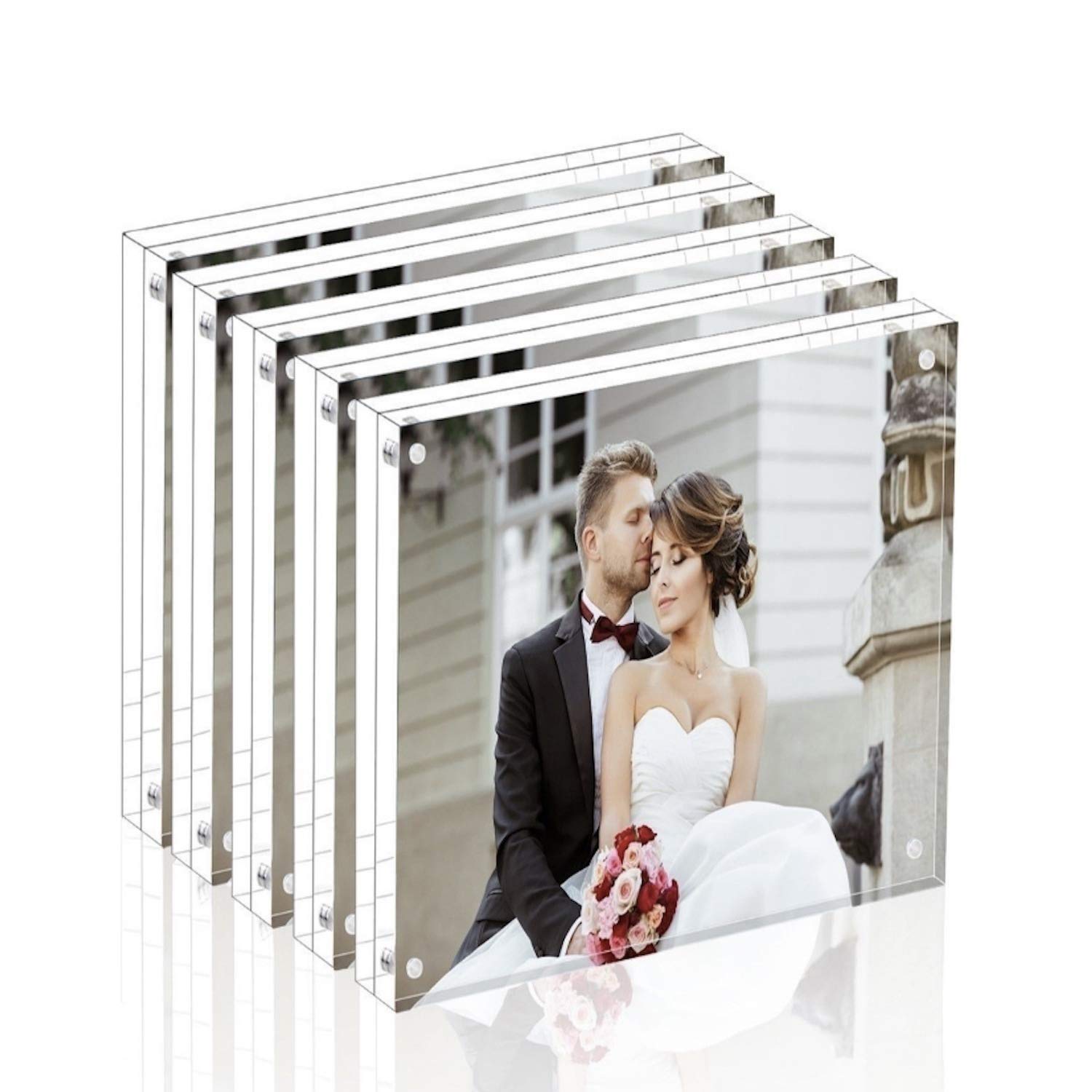 Cadre photo acrylique Magicool lot de 5 transparent et double face pour bureau