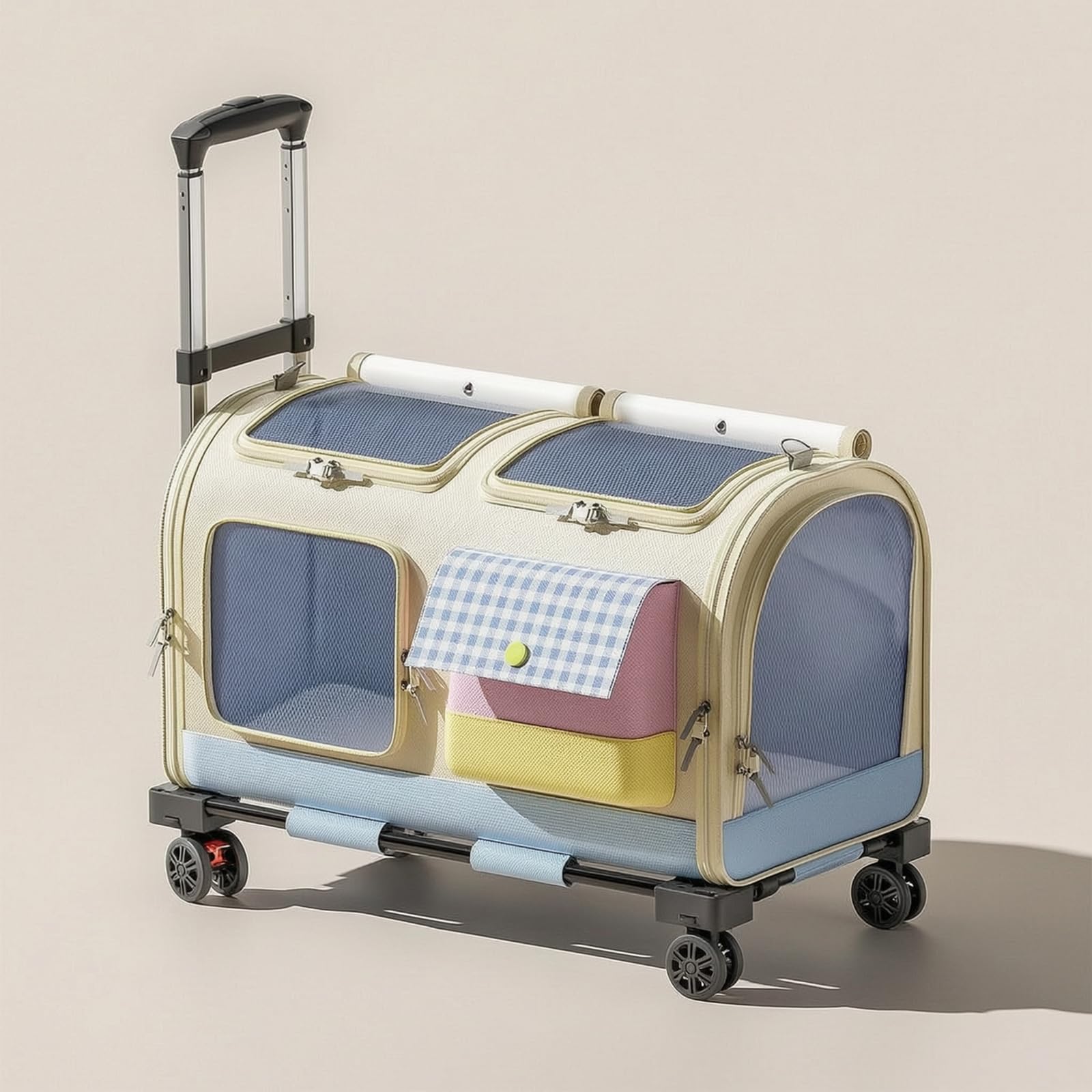 Qianly tín con Ruedas Portátil tín con Asa lescópica Ventilado para s, Traslados