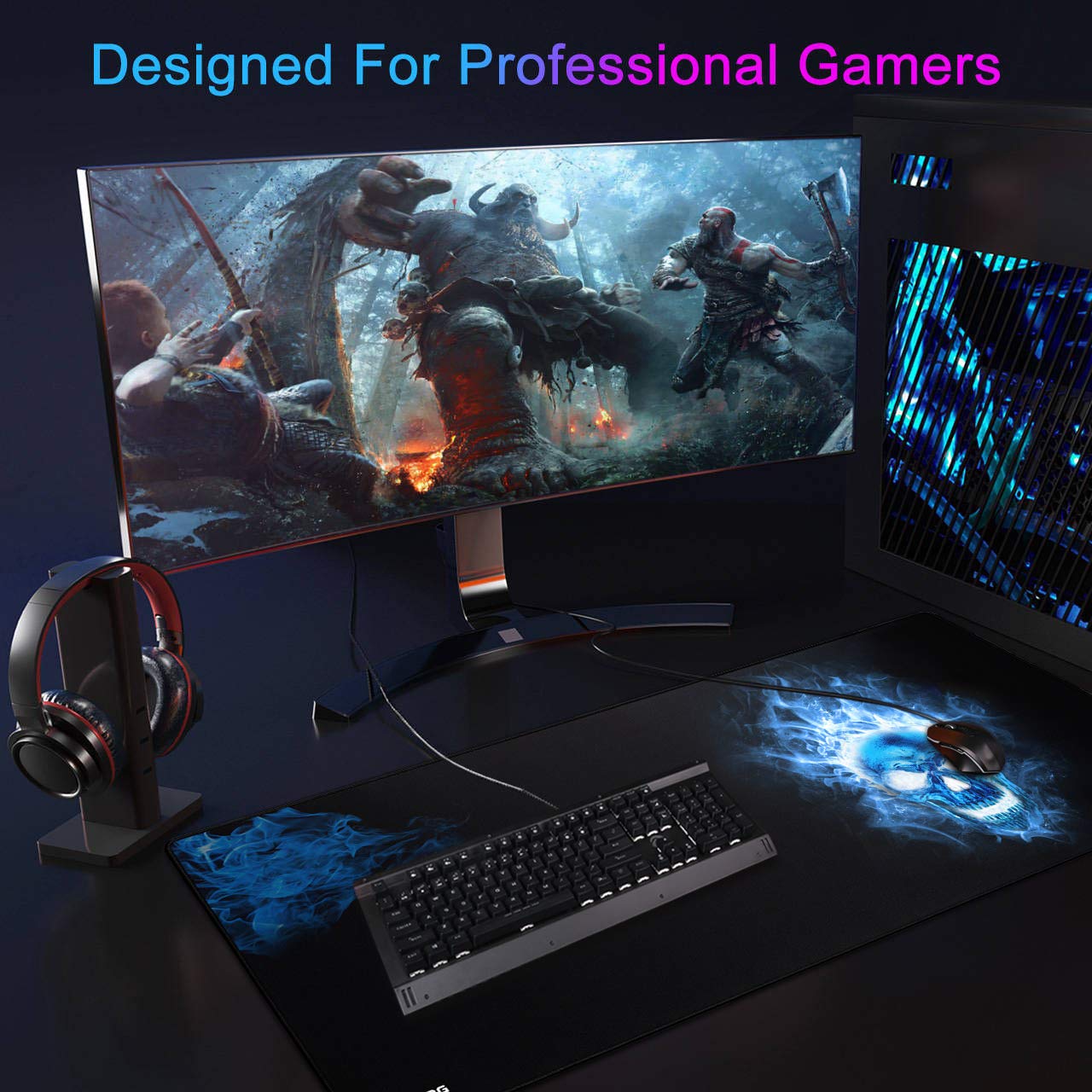 JIALONG Tappetino Mouse Gaming Grande Mouse Pad XXL (900x400x3mm) Confortevole, Tappetino per Mouse con Superficie in Stoffa Esclusiva, Precisione e velocità Migliorate, Progettato per Il Giocatore
