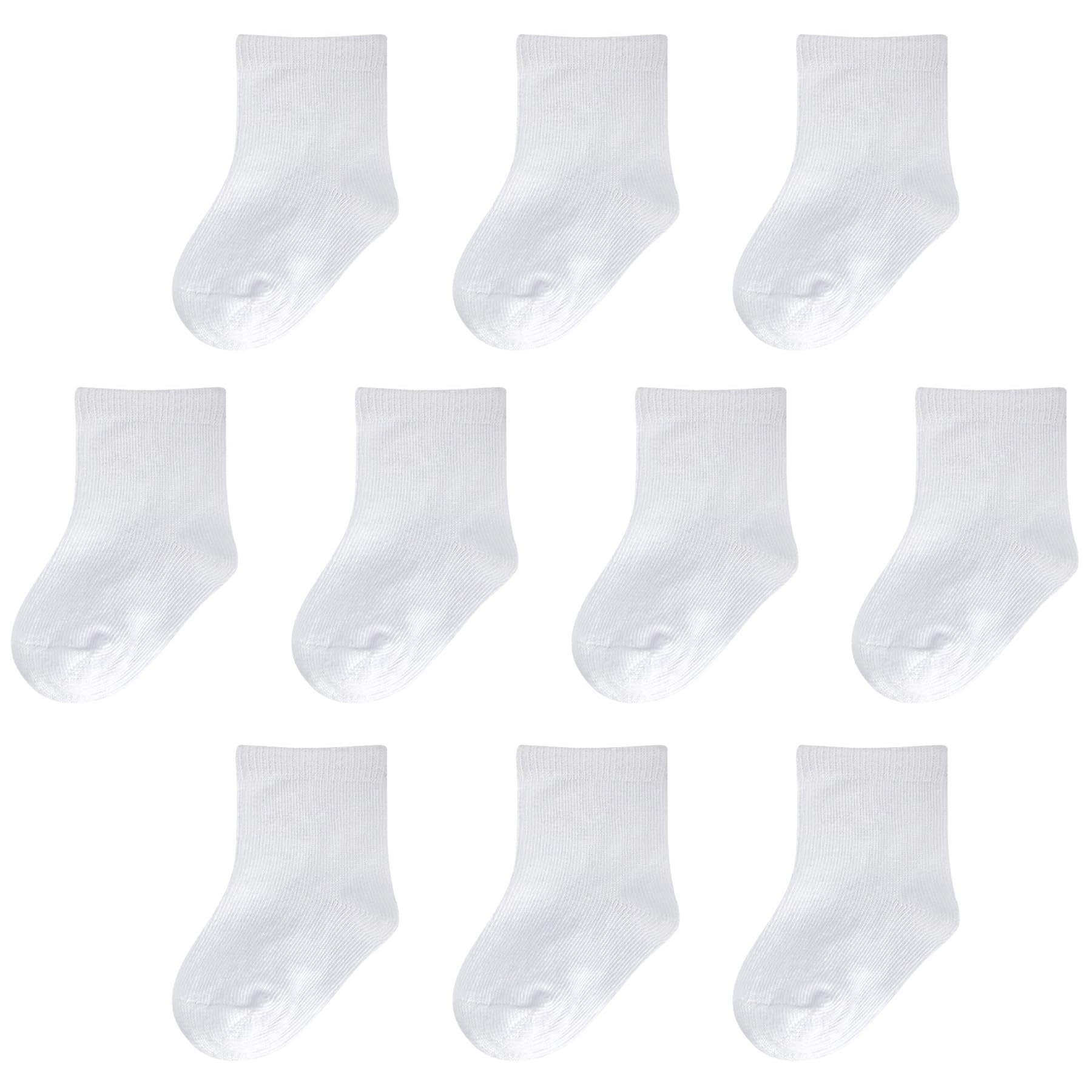 Baby Socks Infant White Crew Socks Baby Girls Soft Newborn Dress Sock Boys Baptism 0-12 Months 10 Pack
