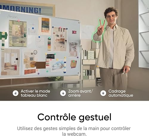 Insta360 Link 2C Noir - Webcam 4K, caméra PC Mac, Cadrage Automatique, HDR, Micro à réduction de Bruit, contrôle gestuel, pour Streaming, réunions, télétravail, Zoom, Teams, Twitch - 7
