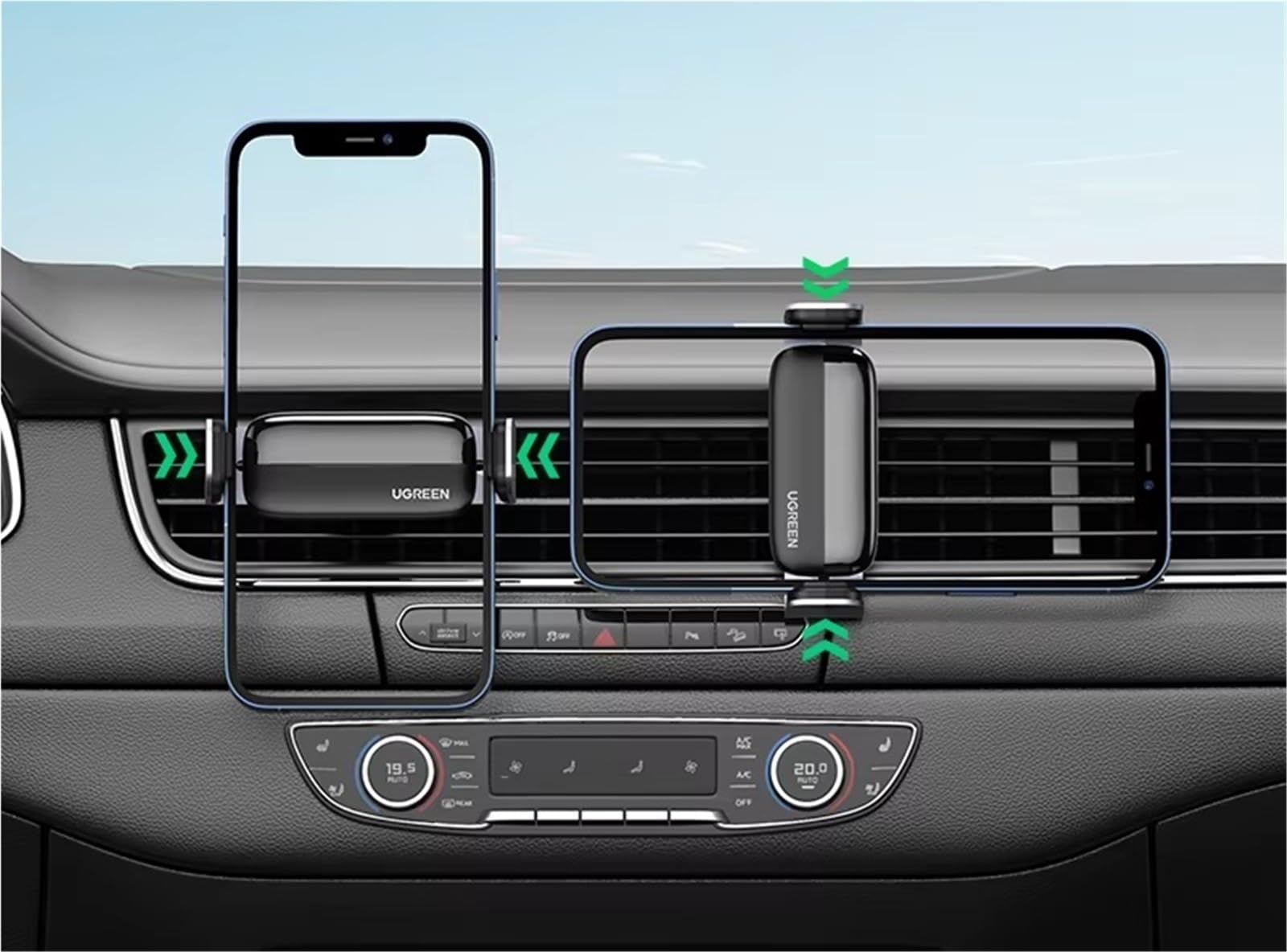 para Samsung Universal Teléfono Coche Soporte Standv UGREEN Coche Teléfono Soporte Teléfono Móvil Ventilación Aire Soporte Móvil Coche(Metal Black-1piece)