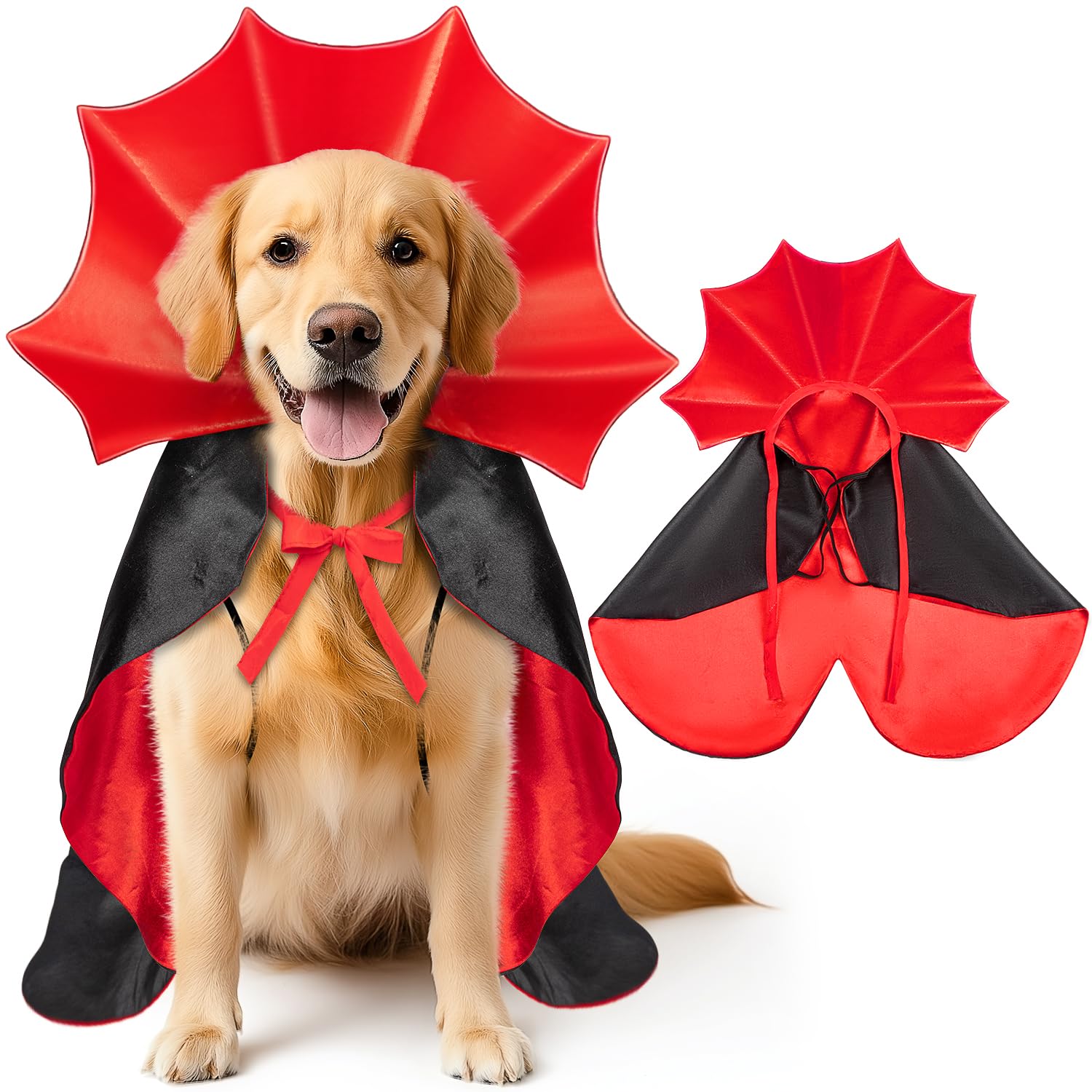 Dog Halloween Costumes - Vampire Cloak Cape, Devil Clothes, Funny Cosplay Party Dress, Adjustable for Small to Larger Dogs & Cats