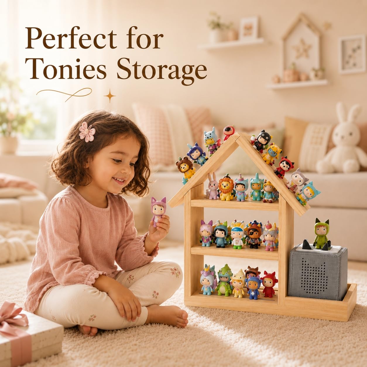 Tonie Shelf Étagère magnétique, étagère de Rangement Murale en Bois pour 70-85 Tonies, Compatible avec toniesbox 1 et toniesbox 2, Murale Étagère pour boîte à Musique pour Chambre d'enfant