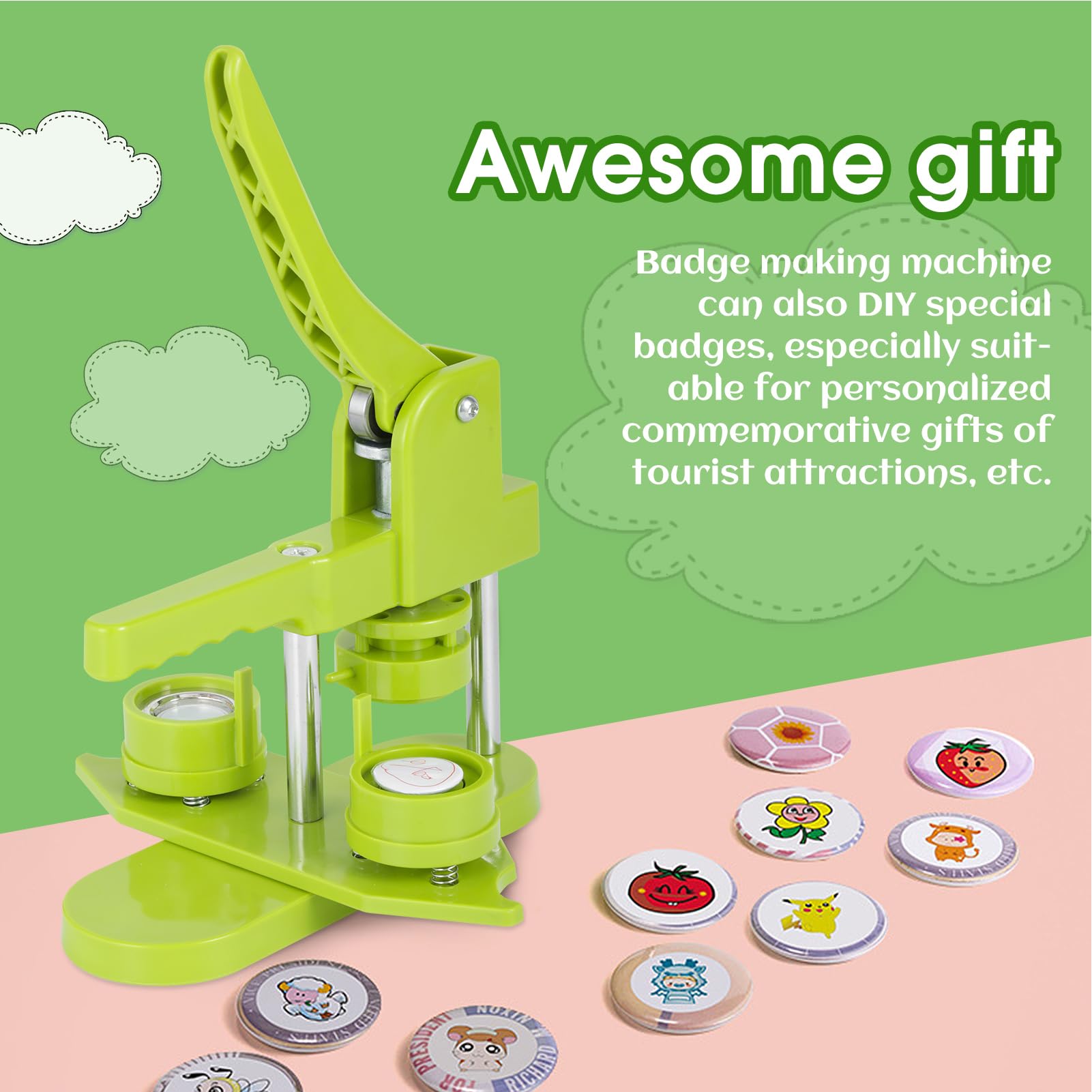 Button Maker Machine 25mm mit 100 Knöpfen & Kreisschneider DIY Badge Press Machine