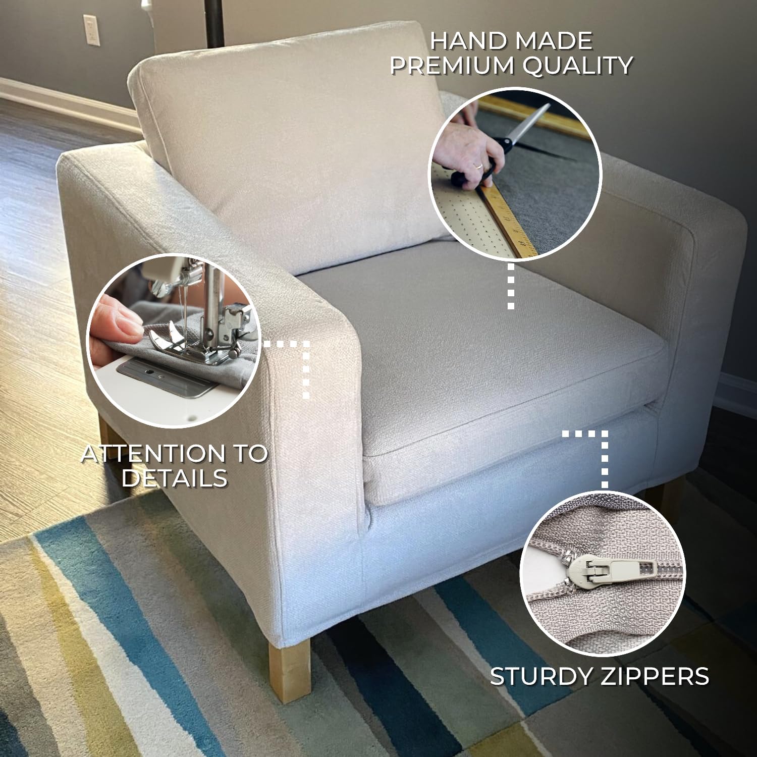 comfortly Cover for Karlanda Armchair, Replacement Slipcover, Heavy Duty 3 pcs Cover, Soft Durable Washable Pet-Friendly Fabric, Easy to Clean & Replace (Tiffany - Olive)