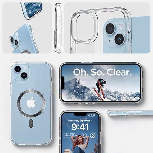 Vista 93 de Spigen Funda para iPhone 15 Pro, ultra híbrida MagFit [antiamarilleo] [compatible con Magsafe] - Fibra de carbono