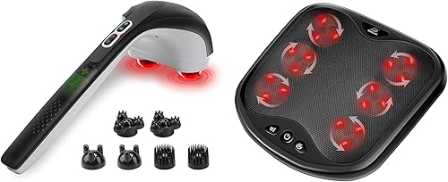 Snailax Shiatsu - Masajeador de pies con masajeador de mano con calor, cubierta lavable, masajeador de pies y espalda, calentador de pies calentado,
