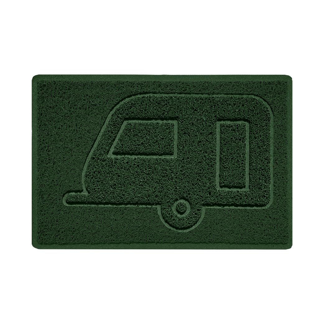 Nicoman Green Caravan Embossed Shape Door Mat Dirt-Trapper Jet-Washable Doormat-(Use Indoor Or Sheltered Outdoor)- (60X40cm/23.6X15.7inches, Small)