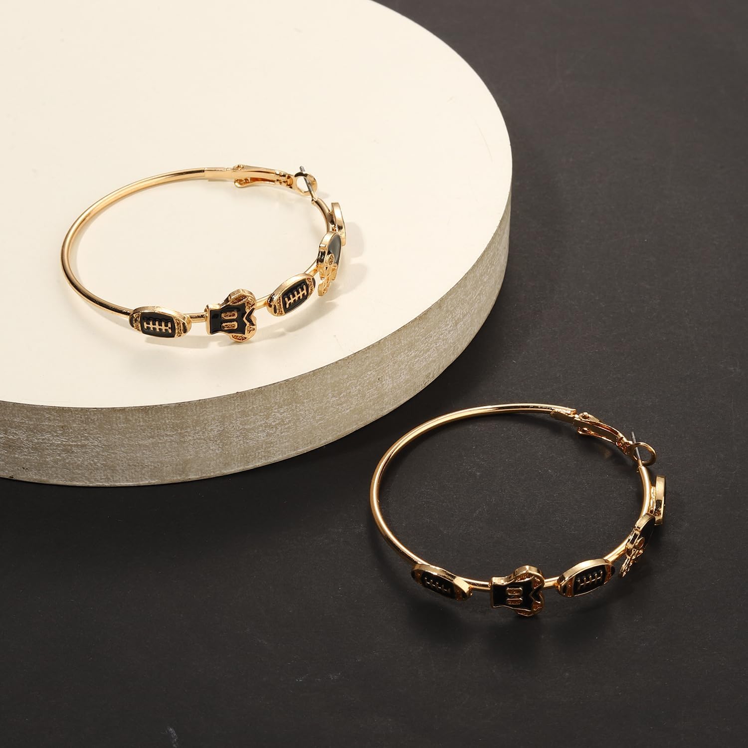 Football Earrings for Women Game Day Hoop Earrings Football Mom Accessories Enamel Red Black Football Helmet Jersey Earrings Sport Team Outfits Accessories Party Favor Gifts - Image 8