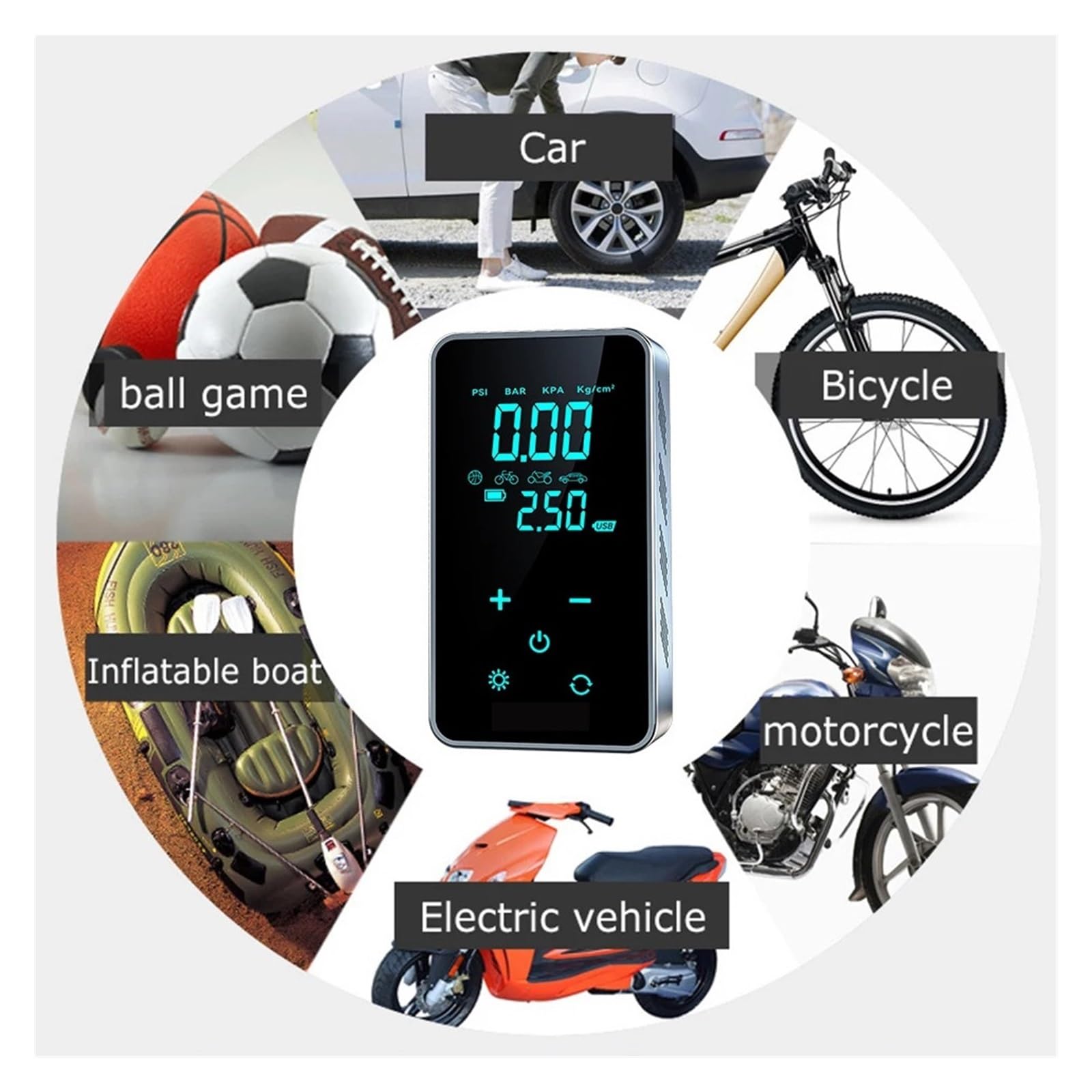 Elektryczna Pompka Do Opon Samochodowych Przewodowa/bezprzewodowa Akumulatorowa Automatyczna Inteligentny Przenośny Inflator Motocykla Samochodowego Szybkie Pompowanie Wysiłku(Wireless)