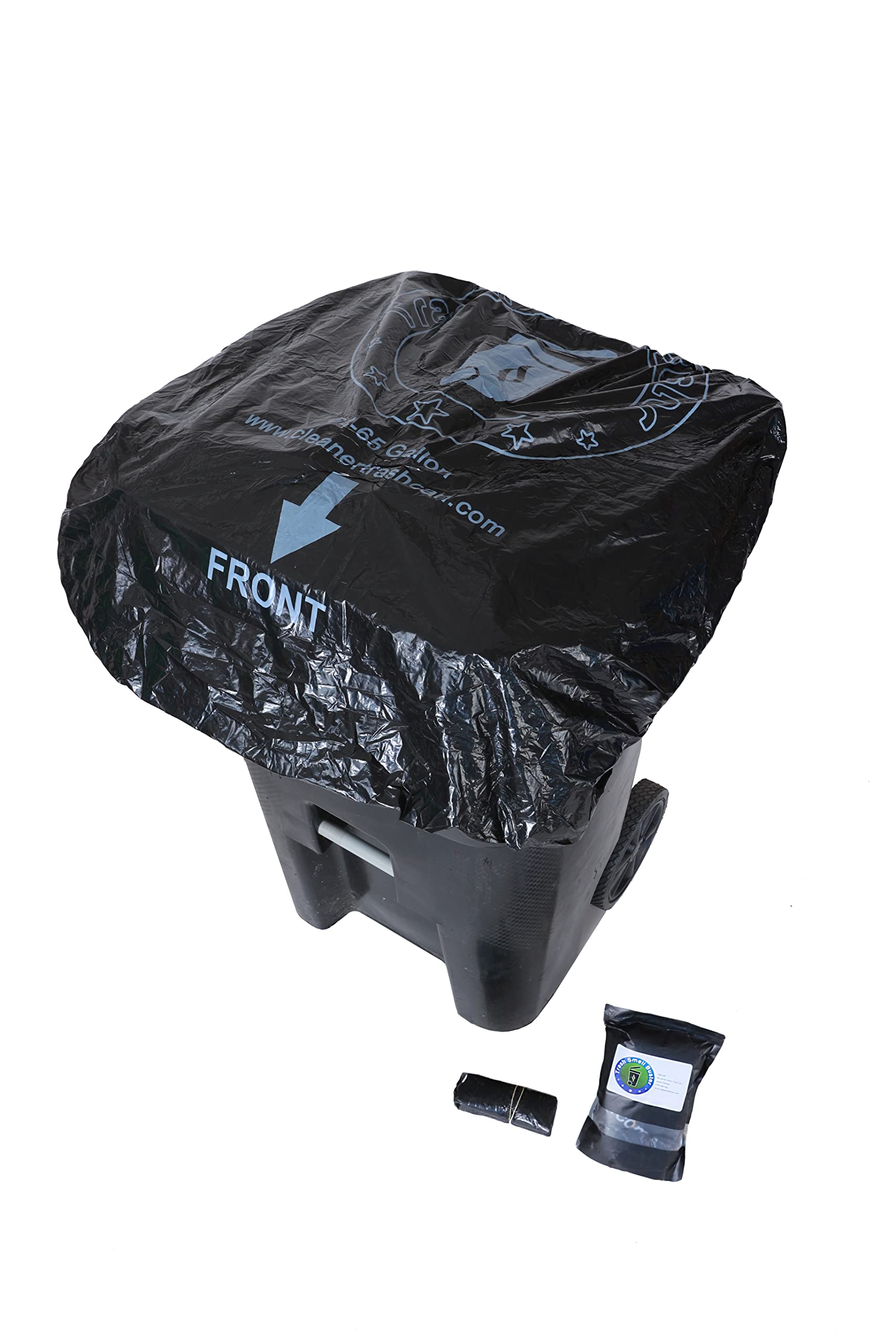 Trash Smell Buster - Plastic Cap for Trash cans. Eliminates Odor (64 Gallon Velcro)