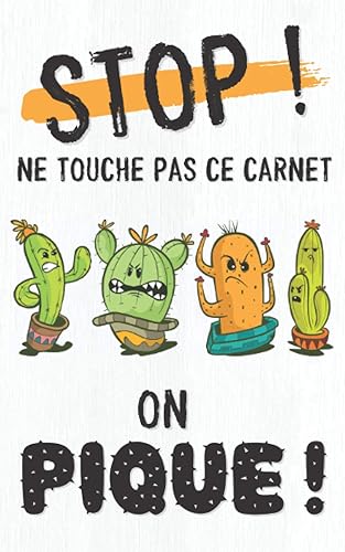 Stop ! Touche pas à ce carnet, on pique !: carnet de mots de passe | Vos adresses internet et codes secrets en sécurité - français, petit format, index alphabétique - couverture humour cactus