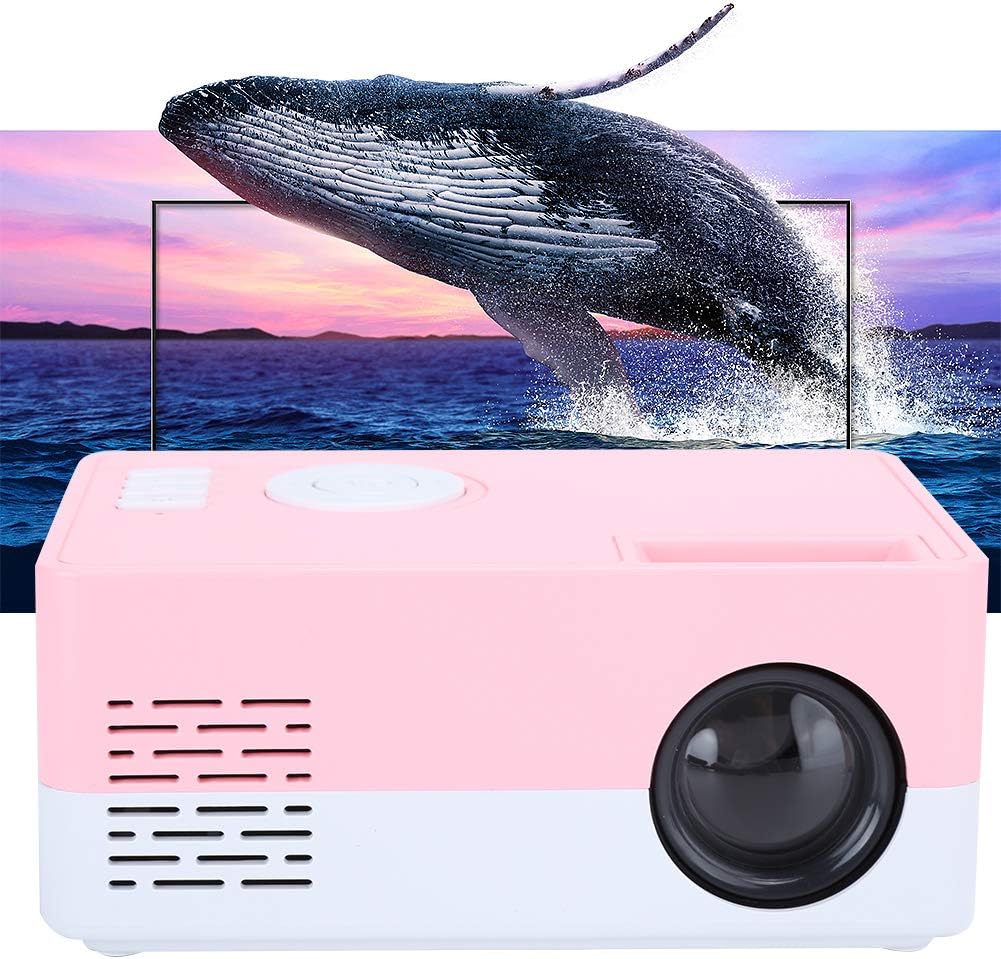 Discount 90% 1080p Mini Full HD Projector, High Definition LED Portable Projector Smart Home Theater Cinema Projector for Home and Office (White Pink)(US)
