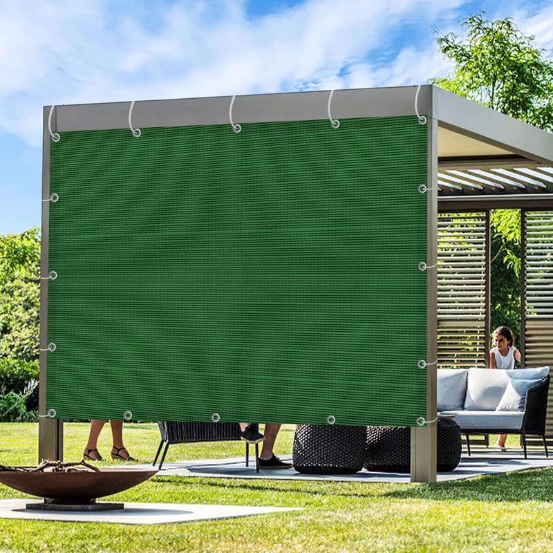 Image of MetDeals HDPE Knitted Balcony Sun Shade Sail Canopy Cover for Outdoor, Garden & Terrace|UV & Sun Protection with Rustproof Eyelet & Cable Tie for Easy Installation(Green Black, 9.5x16 Ft)(Pc 1)