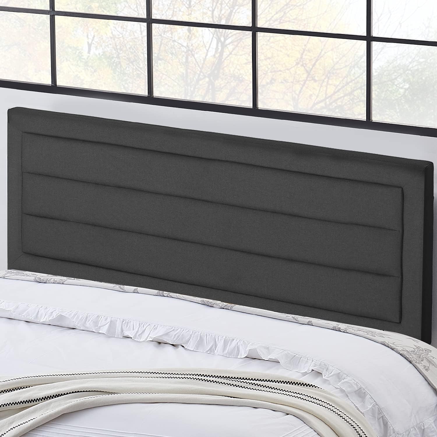 VECELO Upholstered Banded Tufted Headboards Fabric Modern
