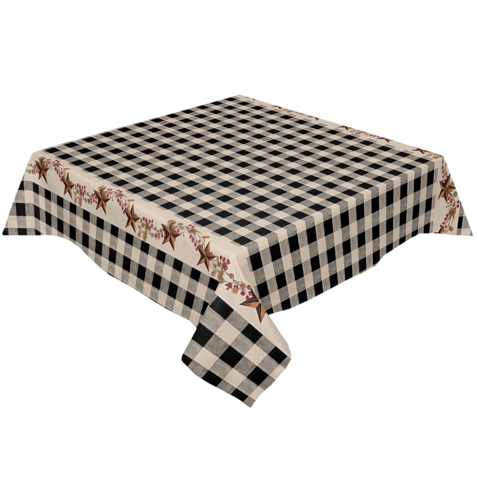 Round/Square Tablecloth 60x60 Inch, Vintage Western Country Texas Star Waterproof Table Cloth, Polyester Washable Table Covers for Dining Table,