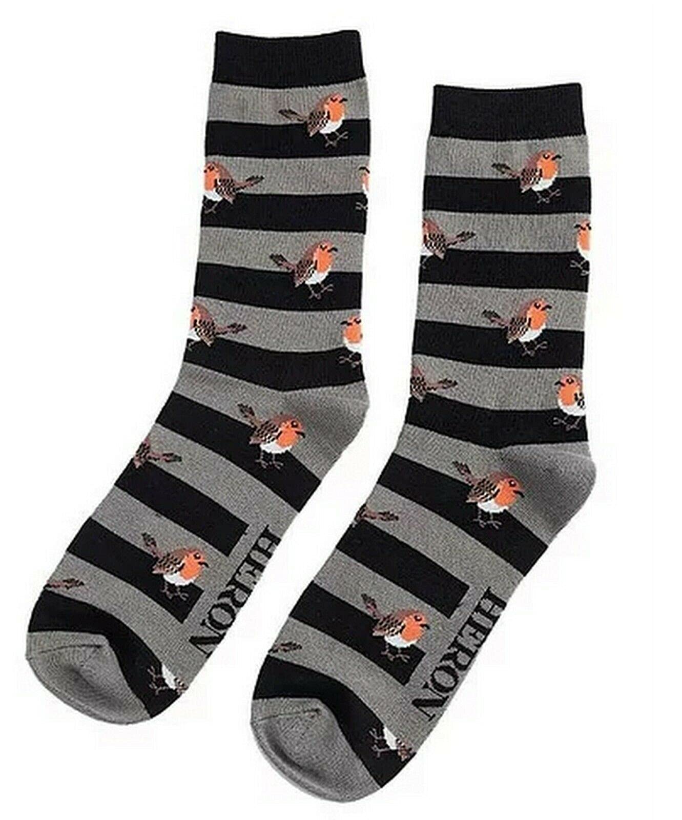 MISS SPARROW Mens Super Soft Robin Stripe Bamboo Socks Breathable 1 Pair Size 7 to 11