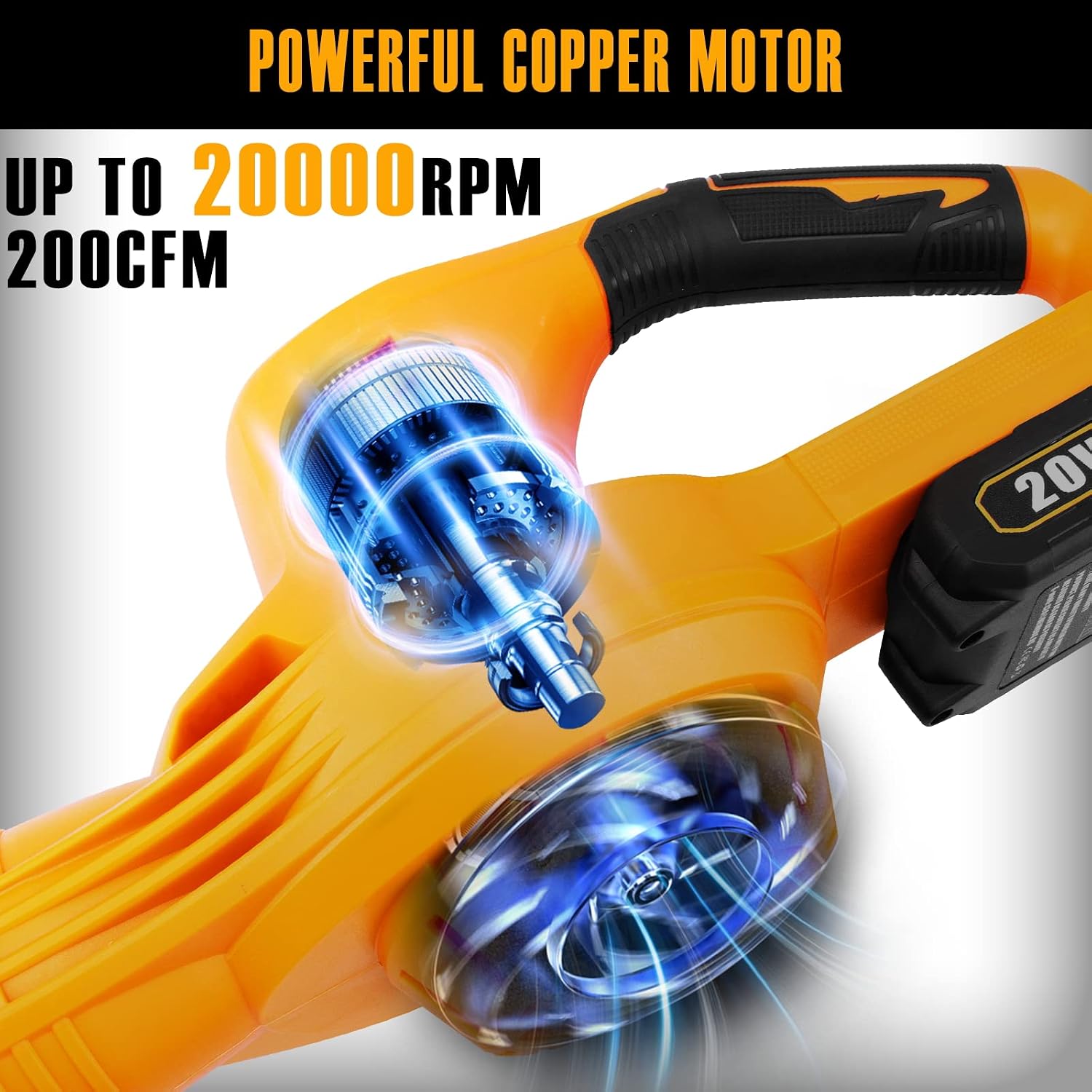 Alloyman Leaf Blower, 20V Cordless Leaf Blower, One-Button Start Leaf Blower Battery Powered, with 2 X 2.0Ah Battery & Charger, Electric Leaf Blower for Yard Cleaning/Snow Blowing