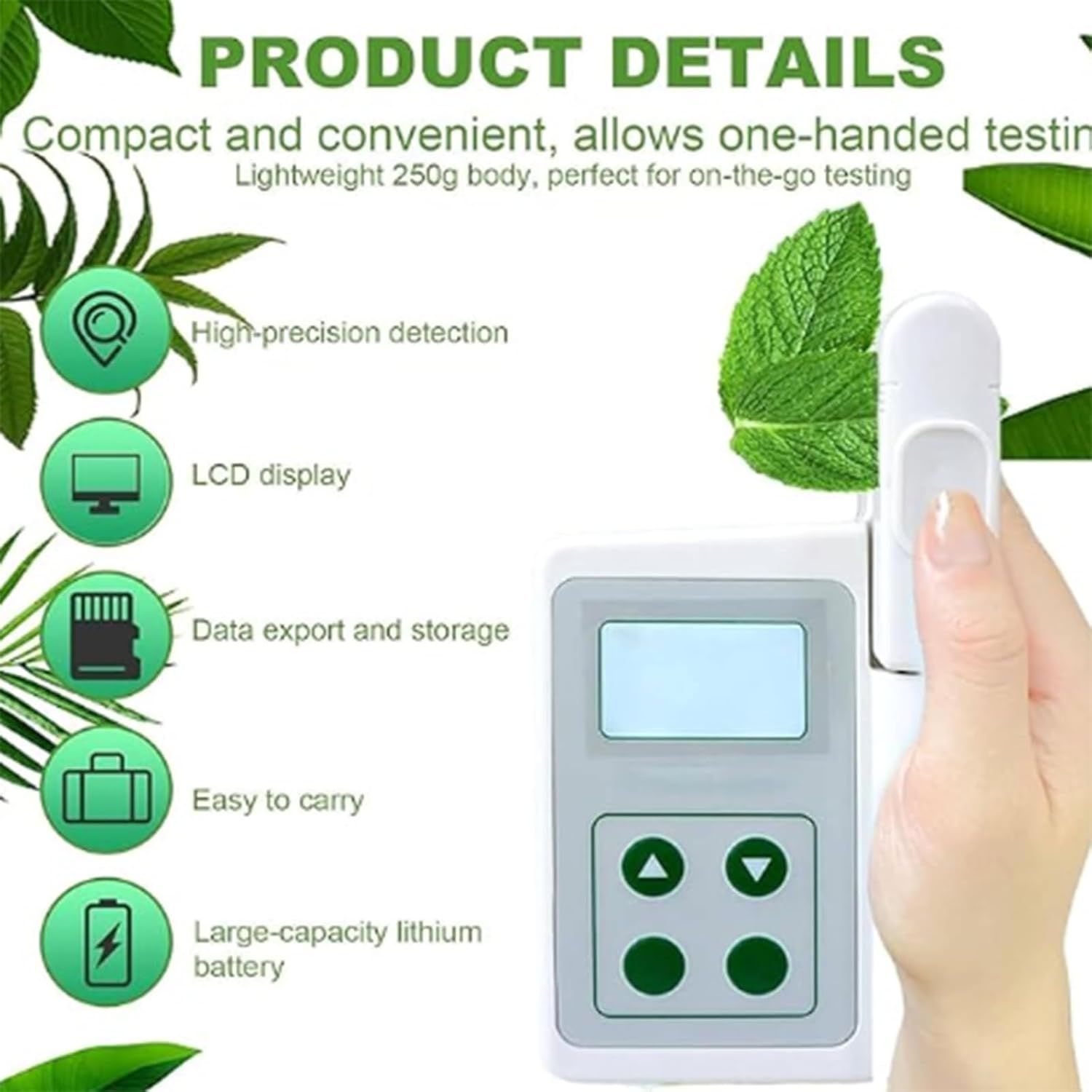 Chlorophyll Meter, for High-Precision Measurement of Chlorophyll and Leaf Temperature, Used for Detecting Chlorophyll in Plant Leaves.