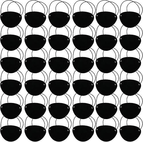36 parches de ojo de capitán pirata, parche de fieltro negro para niños y adultos, accesorios de disfraz de pirata, temática de pirata, suministros