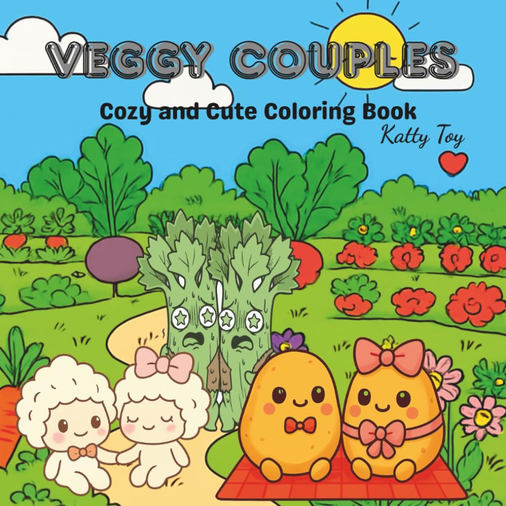 Veggie Couples: Cozy and Cute Relaxing Coloring Book