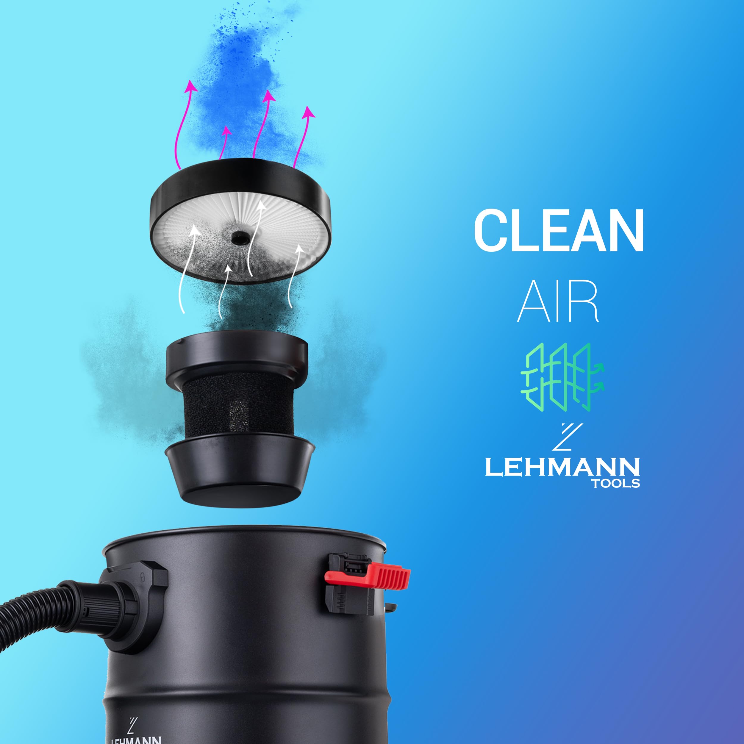 Lehmann Ultrawash 2000 Shampouineuse 4 en 1, Aspirateur Eau et Poussière avec Fonction de Soufflage, Réservoir 20 L, Filtre HEPA, Nettoyeur Injecteur-Extracteur pour Canapé, Tapis, Matelas, Noir
