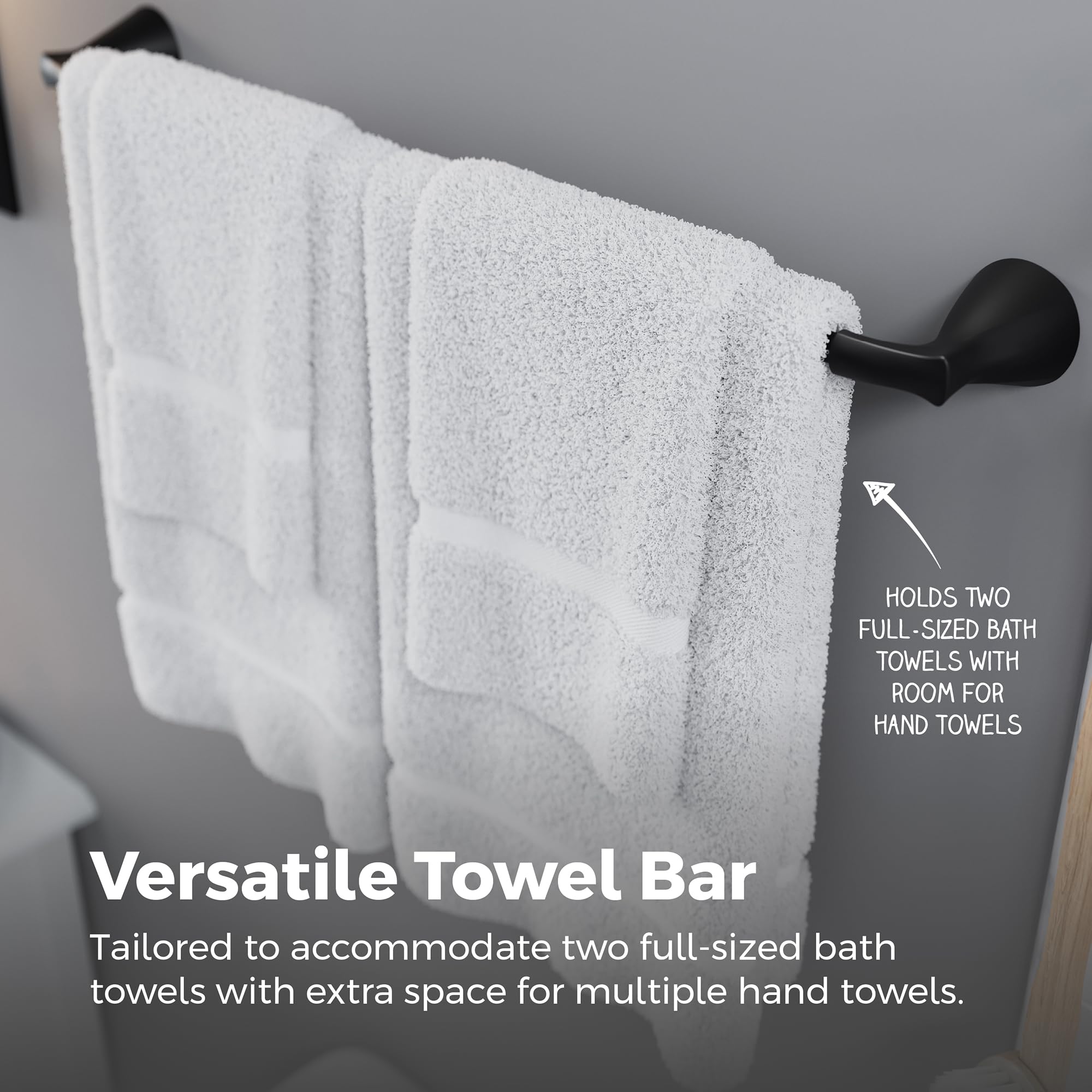 PFISTER Willa BTBWLL2B - Barra portasciugamani da bagno, 61 cm, montaggio a parete, avvitabile, finitura nera opaca