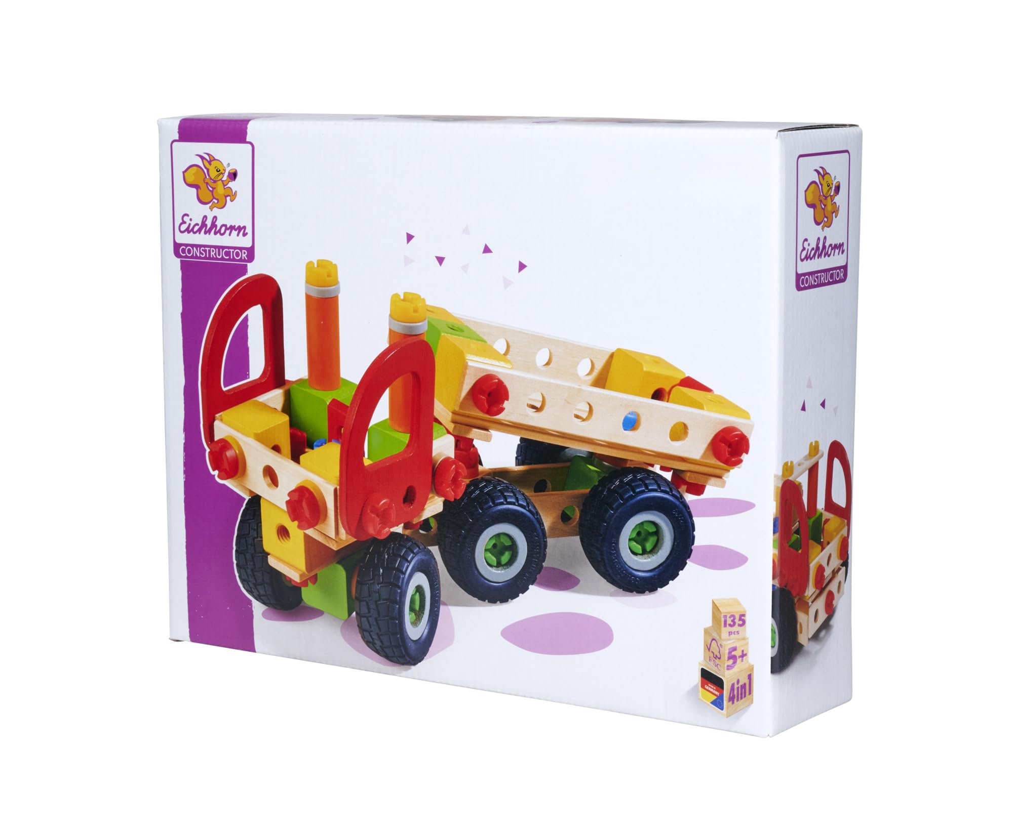 Eichhorn Constructor Moto 40 Pezzi – Giocattolo Da Costruzione In Legno, 2 Modelli, FSC 100%, Per Bambini 3+ Anni