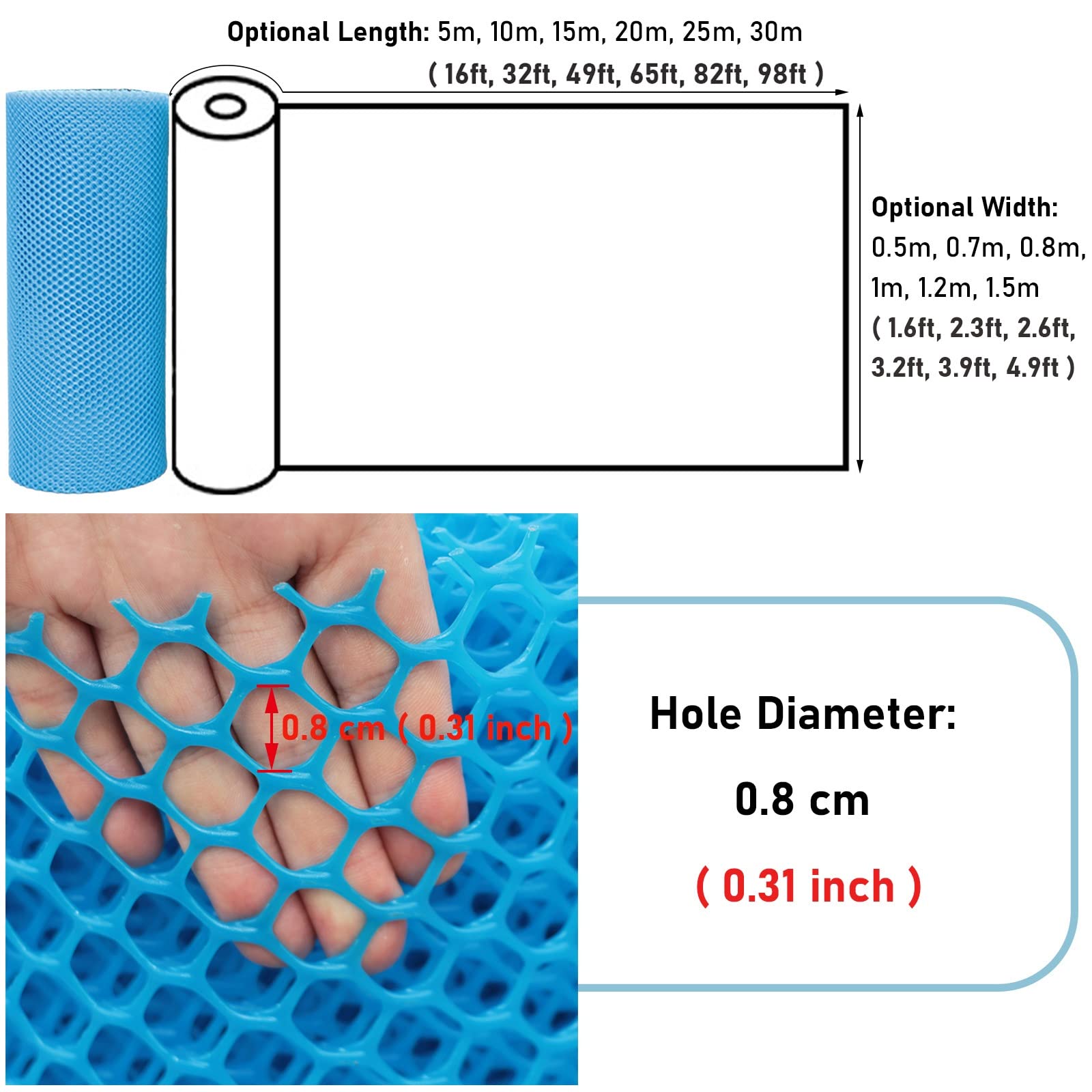 Recinzione da giardino in vinile blu – Rete esagonale per conigli per gatti e protezione delle piante, rete metallica resistente per esterni, facile da installare con fascette per cavi, ideale per la