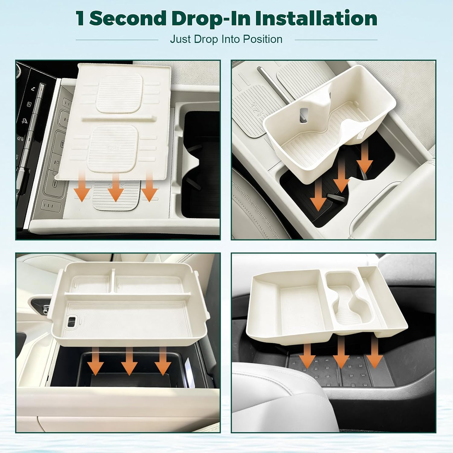 GZSH 4 PCS Off-White Organizer for 2024-2026 Hyundai Santa Fe Accessories