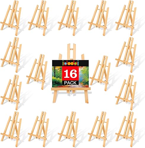idoobi 16 Pack 11.8" Wooden Easel, Easel Stand for Painting, Tabletop Easel for ArtistStudentsBeginners, Portable Canvas Photo Picture Sign Holder