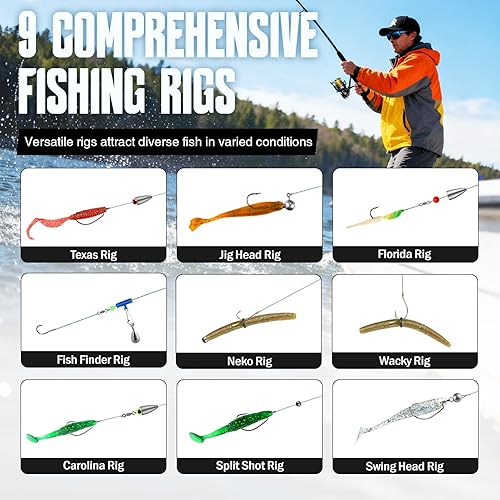 Vista 54 de TOPFORT Kit de accesorios de pesca de 187/343 piezas, caja de aparejos de pesca organizada con aparejos incluidos, anzuelos de pesca, plomos de Kit