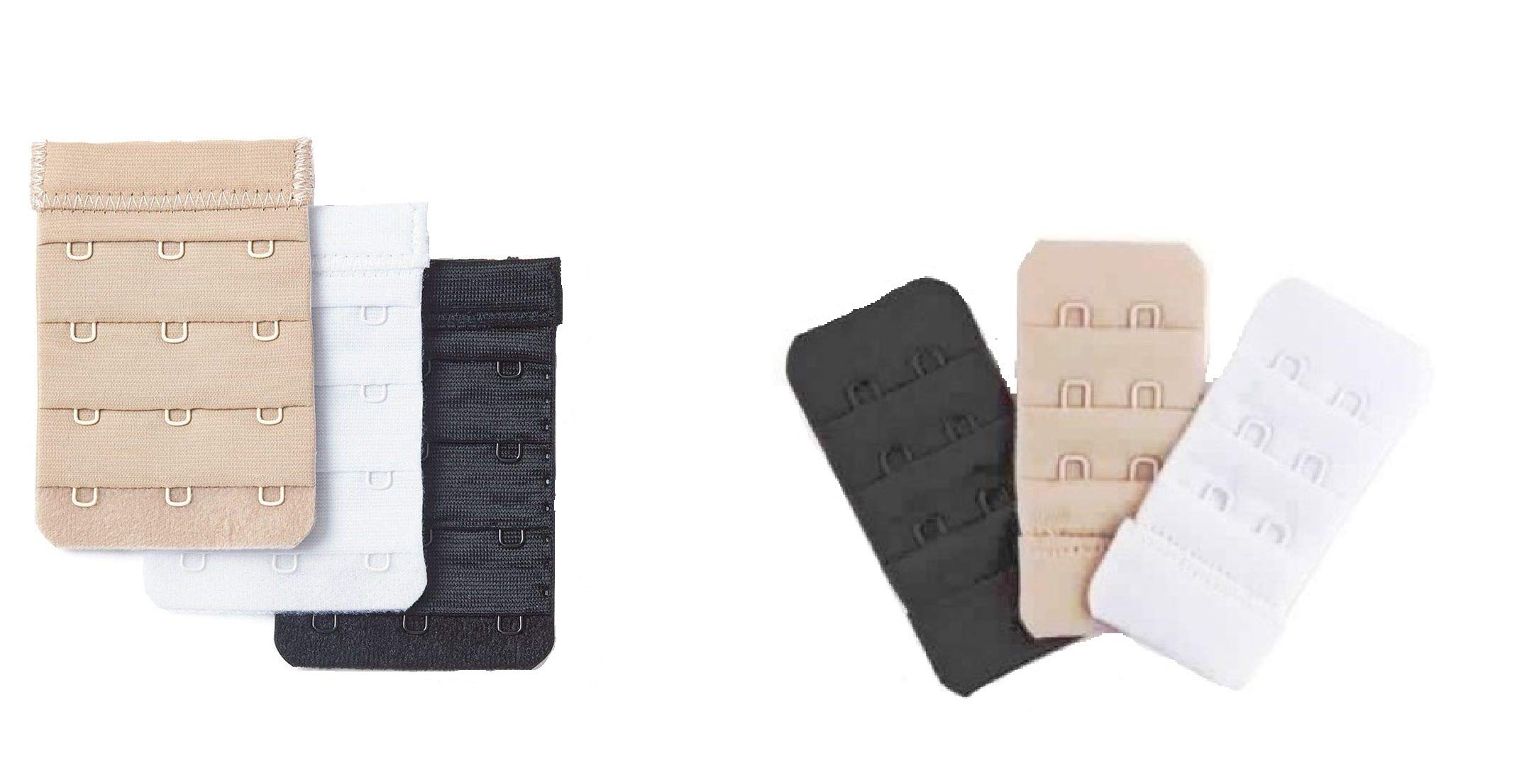 Women's 2/3 Hook Bra Extender, Black,White, Beige (Pack of 6)-image-49