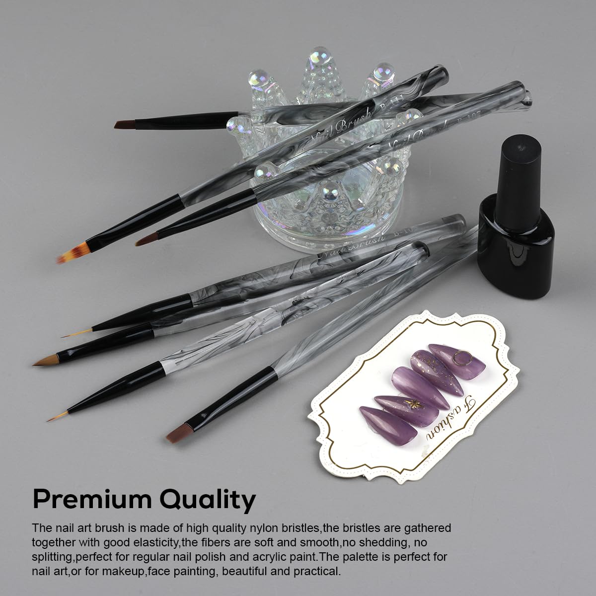 Nail Art Brushes Set, YIHUELE Nail Art Design Painting Tools with Nail Extension Gel Brush, Nail Art Liner Brush for Gel Polish Manicure Salon DIY at Home (NB-111-WB-7PCS)