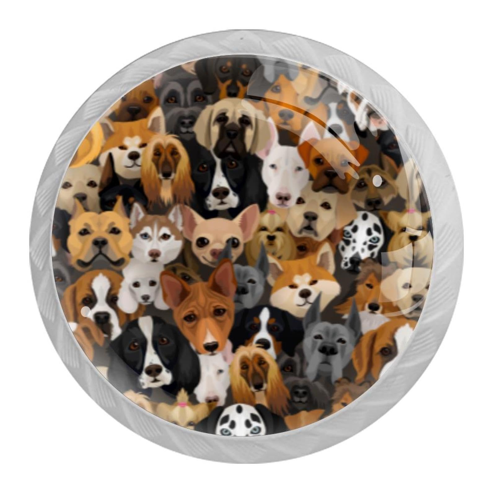 Tqmspg Multi07 4 Pieces Drawer Pulls Dogs Pattern Door Knobs Dresser Handles For Kitchen Wardrobe Cupboard Hardware Furniture