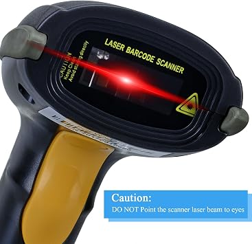 WoneNice USB Laser Barcode Scanner Wired Handheld Bar Code Scanner Reader Black