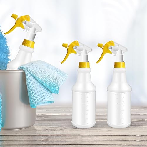 Miniatura 4 de Zubebe Paquete de 24 botellas rociadoras de plástico de 32 onzas a granel, a granel, a prueba de fugas, resistentes para suministros de limpieza,