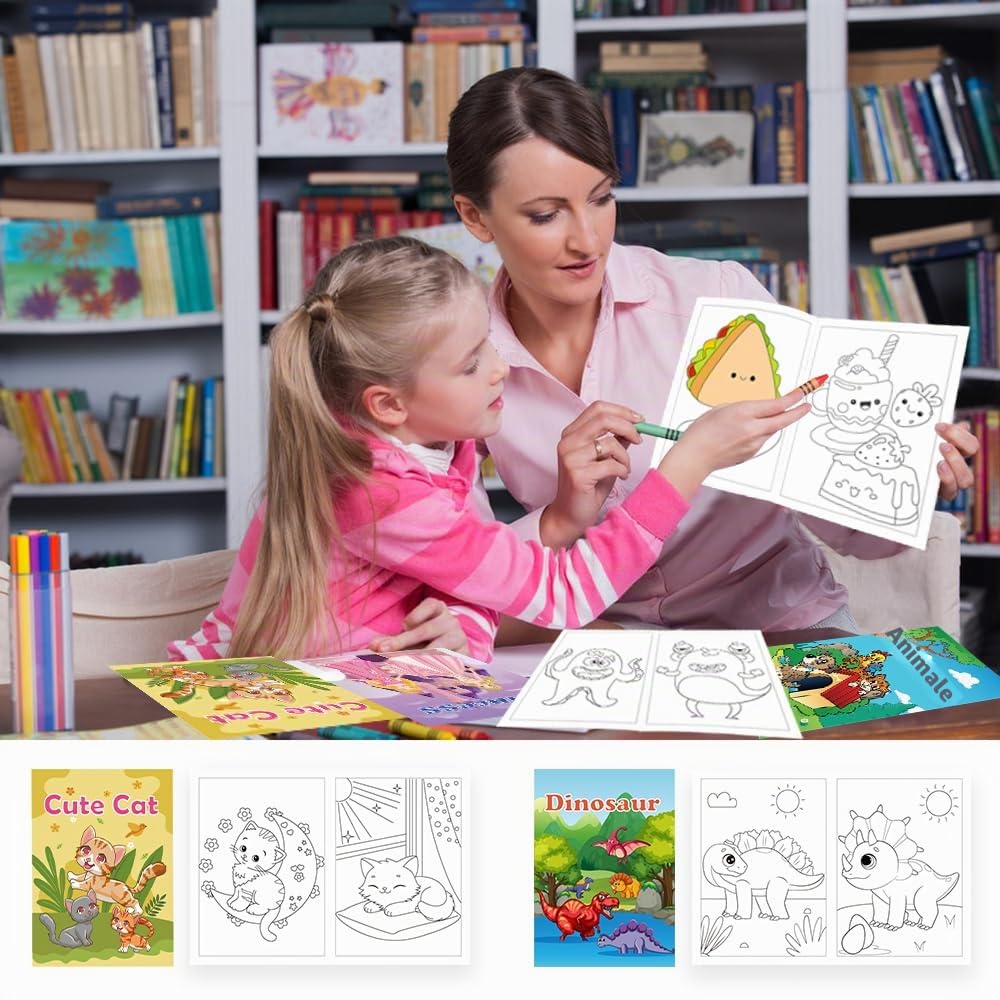 Aannanl 24 mini libri da colorare adattati per bambini dai 2 ai 4 anni e dai 4 agli 8 anni, piccoli regali per feste, regali di completo, reimpetivi per sacchi regalo, attività scolastiche in aula