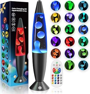 17 Colors LED Liquid Motion Lamps for Kids Adults Bedroom Decor, 13.5 Inch Multi Color Changing Table Lamp Small Black Red Green Blue Blue Pink Purple Relax Night Light with 8H Timing