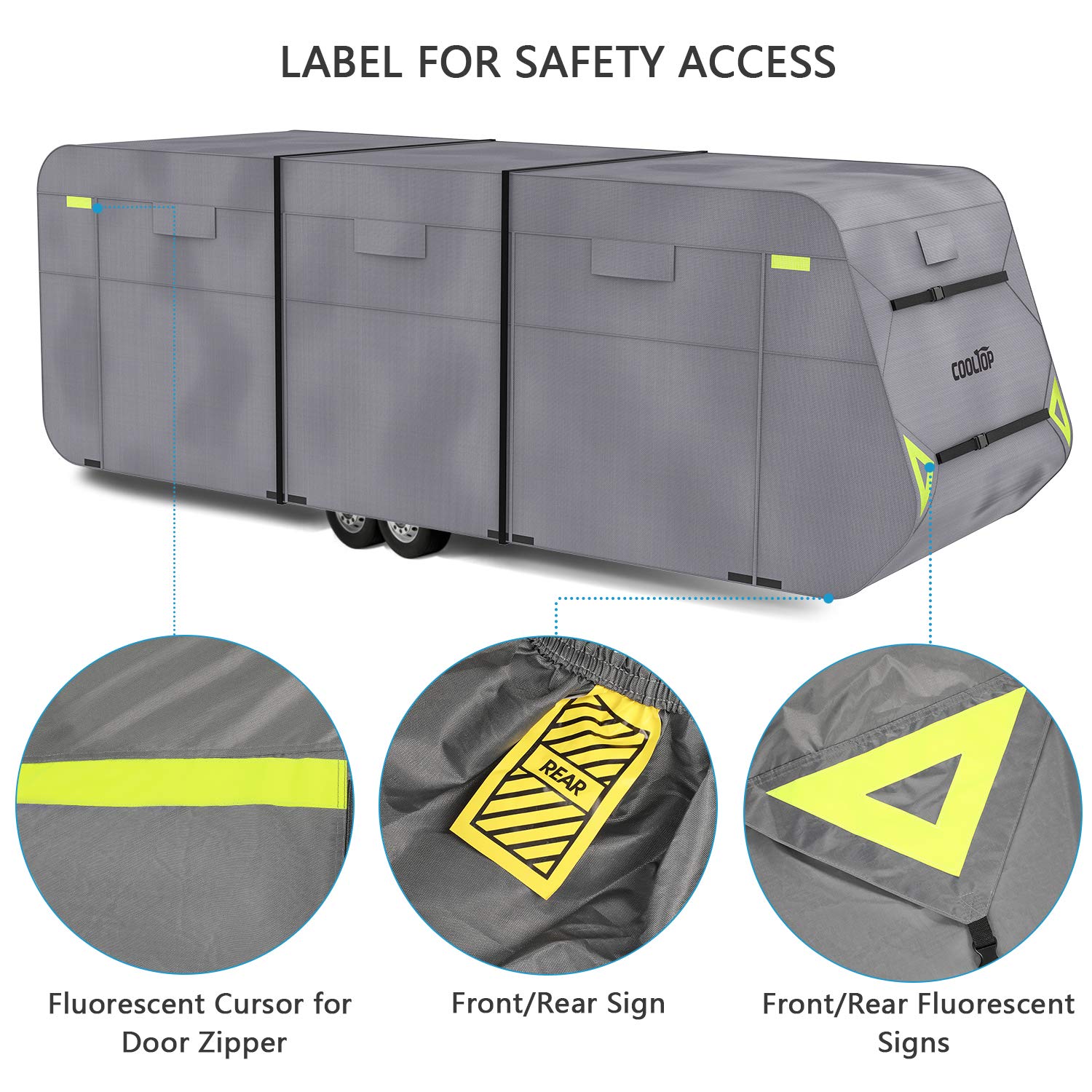 COOLTOP Upgraded 300D Waterproof Travel Trailer RV Cover for 31' 34