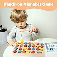 Vista 6 de Torlam Juguete magnético de pesca de madera para niños pequeños, juguete de habilidad motora fina, aprendizaje del alfabeto ABC para niños pequeños