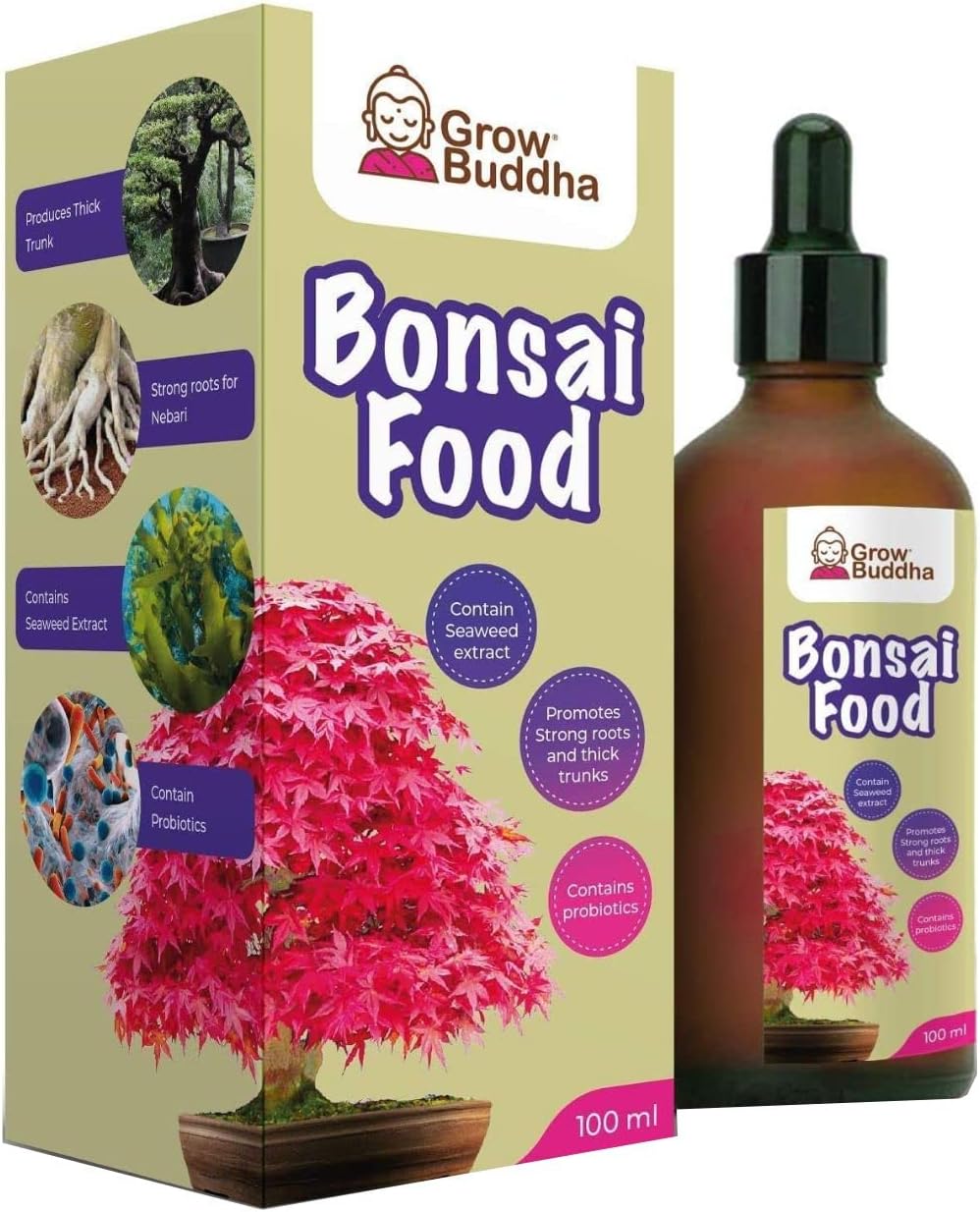 Grow Buddha Bonsai Food Fertiliser – Liquid Concentrated Fertiliser for Bonsai trees 100 ml – Fast growth with strong root – Suitable for all Bonsai trees and plants