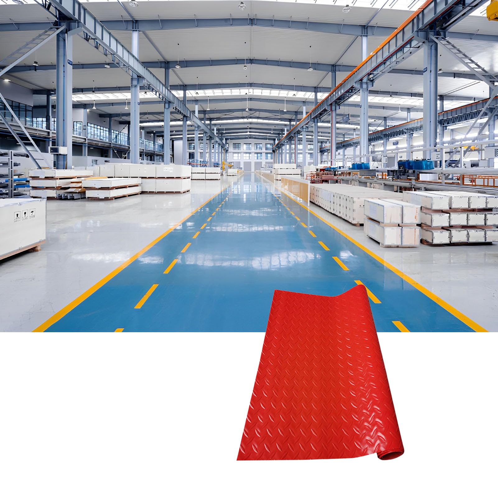 Generisch rutschfeste Gummibodenmatte, Riffelblech-Design, 2,5 × 1 m, für Garage, Lagerhalle, Fitnessstudio, Anhänger und Pickup-Trucks, strapazierfähig, rot, 1,5 mm dick