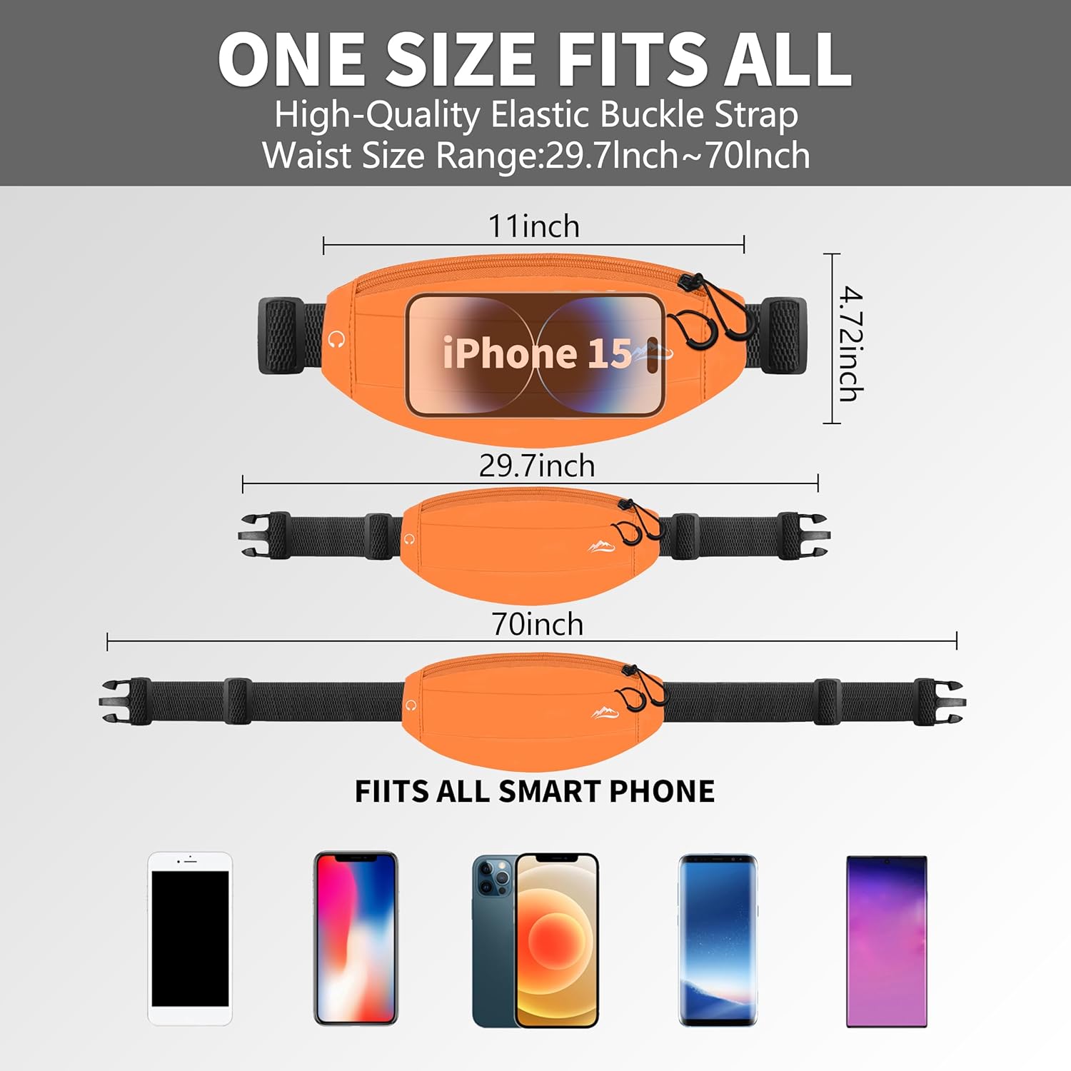 Running Fanny Pack Whole Bag Reflective, Running belt for Women &Men,Sweatproof Phone Holder Workout, Running Waist Pack (orange) - Image 2