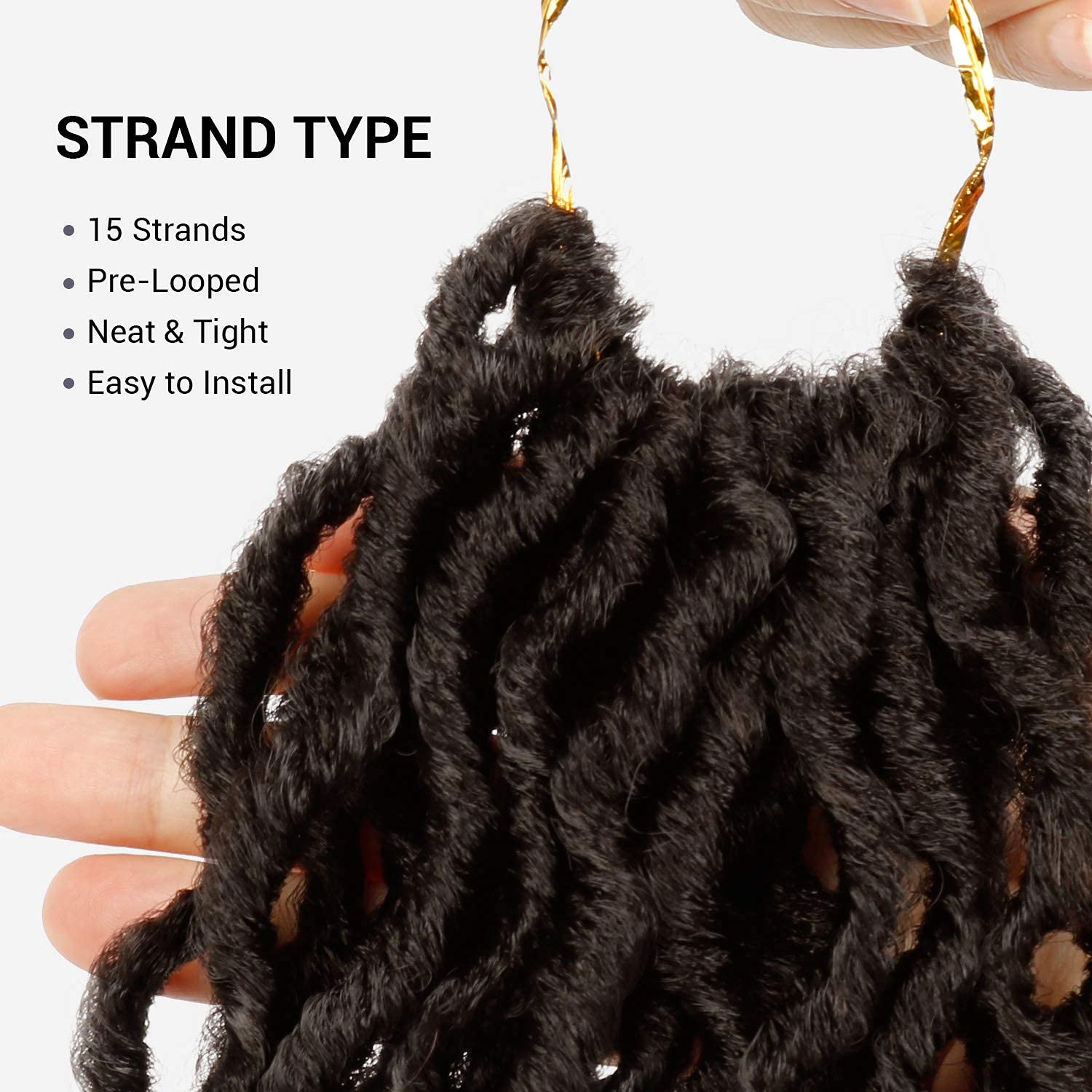 AU-THEN-TIC Faux Locs Wavy Crochet Hair,18 Inch, 6 Pack, Pre-Looped Synthetic Extensions for Dreadlock and U-Loc Styles,(4-MediumDarkBrown)