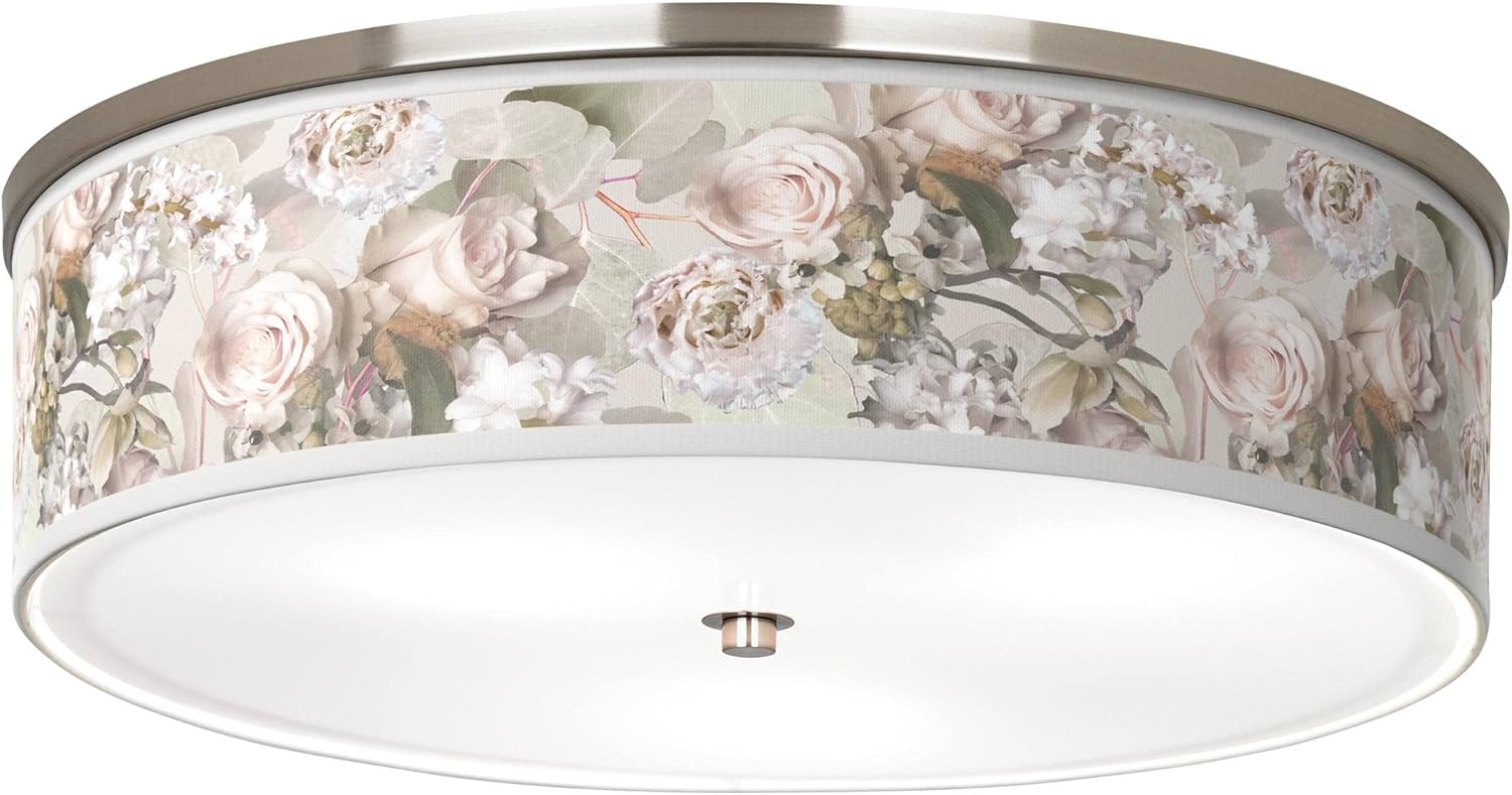 Giclee Glow Rosy Blossoms Giclee Nickel 20 1/4" Wide Ceiling Light with Print Shade