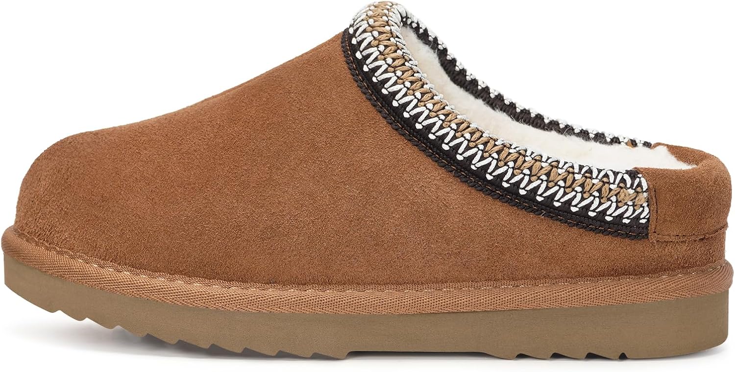 Kids Slippers Boys Girls Clogs Slipper Faux Fur Soft Slip On Suede Warm Winter House Shoes Cozy Anti-Slip Indoor Outdoor Mules
